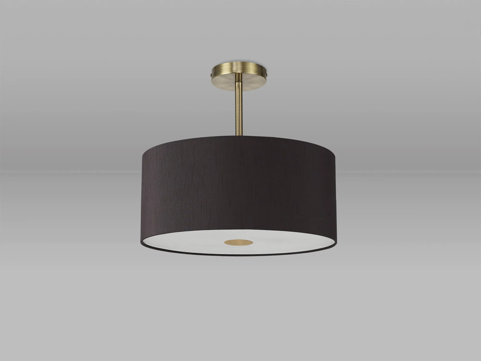 Baymont 40cm Semi Flush Flush 5 Light Antique Brass, Black, Frosted Diffuser DK0501  Deco Baymont AB BL